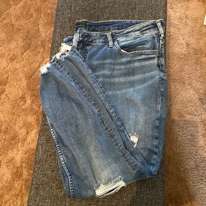 Sz 22 Silver Jean Co Boyfriend Style Distressed Jeans